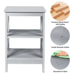 Costway 3-Tier Nightstand End Table X Design Storage Display Shelf Living Room Grey -Furniture Sale Store GUEST 0073abc9 f3e3 4092 b048 ac3bcf63cb88