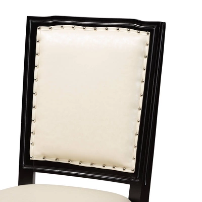 Set Of 2 Louane Faux Leather Upholstered And Wood Dining Chairs Beige/Black - Baxton Studio 4 Set Of 2 Louane Faux Leather Upholstered And Wood Dining Chairs Beige/Black - Baxton Studio - Image 4