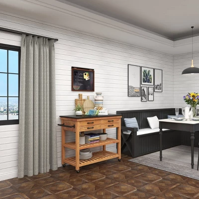 Coastal Wood Kitchen Cart Brown - Olivia & May 19 Coastal Wood Kitchen Cart Brown - Olivia & May - Image 19