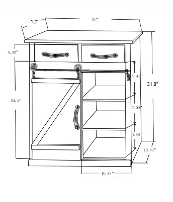 LuxenHome Rustic Wood Sliding Barn Door Storage Cabinet. 6 LuxenHome Rustic Wood Sliding Barn Door Storage Cabinet. - Image 6