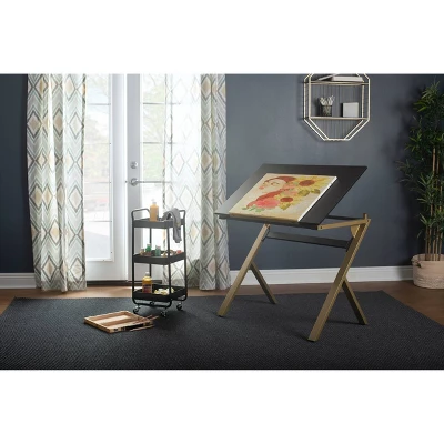2pc Stellar Drawing Table With 36" Adjustable Top With Stool Set Black/Gold - Studio Designs 13 2pc Stellar Drawing Table With 36" Adjustable Top With Stool Set Black/Gold - Studio Designs - Image 13