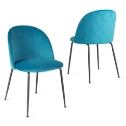 Tangkula Dining Chair Set Of 2 Upholstered Velvet Chair Set W/ Metal Base For Living Room -Furniture Sale Store GUEST 024e32c4 f47e 4841 8513 fdb4e7739305