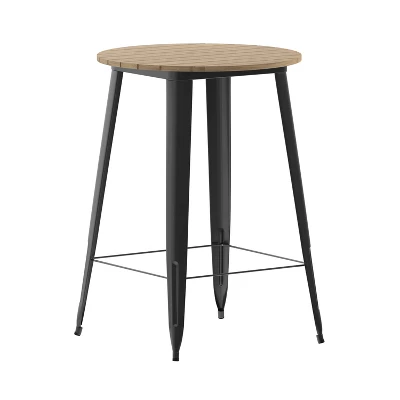Merrick Lane Indoor/Outdoor Bar Top Table, 30" Round All Weather Poly Resin Top With Steel Base 3 Merrick Lane Indoor/Outdoor Bar Top Table, 30" Round All Weather Poly Resin Top With Steel Base - Image 3