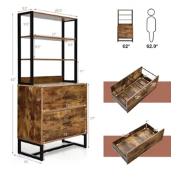 Costway 2 Drawer Vertical File Cabinet W/Lock & Bookshelf, Letter Size Filing Cabinet -Furniture Sale Store GUEST 031c615d 04e2 4a75 a436 78f879ec22c6