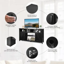 Costway 59'' TV Stand Media Center Console Cabinet W/ Barn Door For TV's 65'' NaturalBlackCoffee -Furniture Sale Store GUEST 03f0fc5d 1846 462d ae38 550df4dab2e4