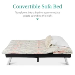 Best Choice Products Modern Faux Leather Convertible Futon Sofa W/ Removable Armrests, Metal Legs, 2 Cupholders -Furniture Sale Store GUEST 0467b735 53ab 4e00 84cb fb1815067ef5