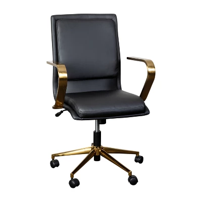 Emma And Oliver Modern Upholstered Mid-Back Home Office Chair With Arms And 5 Star Base 15 Emma And Oliver Modern Upholstered Mid-Back Home Office Chair With Arms And 5 Star Base - Image 15