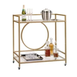 International Luxury Bar Cart Satin Gold/Clear Glass Finish - Sauder -Furniture Sale Store GUEST 04d11216 e671 4f7d 9b1d faff67514bdf
