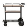 Huntley Wood And Metal Mobile Wine Cart Walnut Brown/Black - Baxton Studio