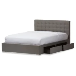 King Rene Modern And Contemporary Fabric 4-Drawer Storage Platform Bed Gray - Baxton Studio