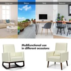 Tangkula 2-in-1 Upholstered Rocking Chair With Wood Leg & Pillow Relax Sofa Chair Light Grey/Beige/Dark Gray -Furniture Sale Store GUEST 063d47aa 120b 44ab ab92 f371f567685f