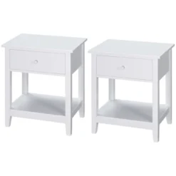 HOMCOM Side Table, Modern End Table With Storage Drawer And Shelf, Nightstand For Bedroom, Or Living Room, Set Of 2, White 7 HOMCOM Side Table, Modern End Table With Storage Drawer And Shelf, Nightstand For Bedroom, Or Living Room, Set Of 2, White -Furniture Sale Store GUEST 06b821ce 96da 4a02 92a9 e6d209e44b30