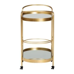 Kamal Glam Brushed Metal And Mirrored Glass 2 Tier Mobile Wine Bar Cart Gold - Baxton Studio -Furniture Sale Store GUEST 06d671cf b6ac 4fe7 a60f 6a94ab47a474