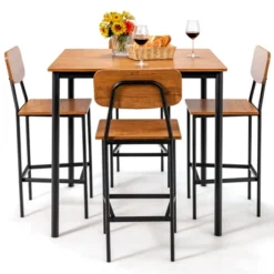 Costway 5-Piece Industrial Dining Table Set W/ Counter Height Table & 4 Bar Stools 16 Costway 5-Piece Industrial Dining Table Set W/ Counter Height Table & 4 Bar Stools -Furniture Sale Store GUEST 06e08208 c5a6 4e66 9e80 1deaca9796d1