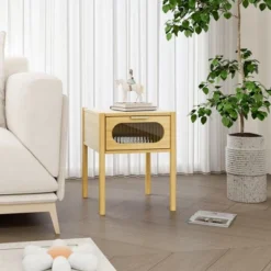 Aash 1-Drawer Environmentally Friendly Pale Yellow Finish Accent Nightstand With Storage- The Pop Home 15 Aash 1-Drawer Environmentally Friendly Pale Yellow Finish Accent Nightstand With Storage- The Pop Home -Furniture Sale Store GUEST 06f7722d 9b4a 4ae4 8460 1c8a18b4e88e
