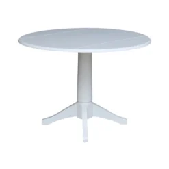 42" Nina Round Top Dual Drop Leaf Pedestal Table White - International Concepts