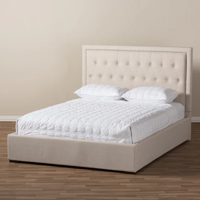 Queen Taylor Modern And Contemporary Fabric Upholstered Gas Lift Platform Bed Light Beige - Baxton Studio 8 Queen Taylor Modern And Contemporary Fabric Upholstered Gas Lift Platform Bed Light Beige - Baxton Studio - Image 8