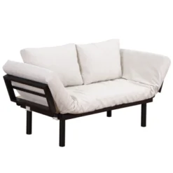 HOMCOM Single Person Chaise Lounger, Modern Sofa Bed With 5 Adjustable Positions, 2 Large Pillows, And Birch Legs -Furniture Sale Store GUEST 07935d35 4aec 4855 9416 2e3da7008b5d