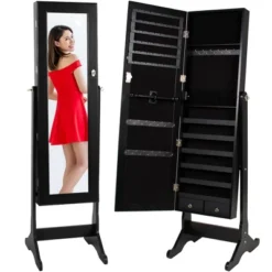 Best Choice Products 6-Tier Standing Mirror Lockable Storage Organizer Cabinet Armoire W/ Velvet Interior -Furniture Sale Store GUEST 086cec6f 711f 4a46 b965 3a099e851b1e