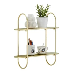 20" 2 Tier Warm Metal Hanging Bracket Wall Mounted Shelf Gold - Danya B. -Furniture Sale Store GUEST 0875ec14 f47f 4170 8168 0168df0d2e66