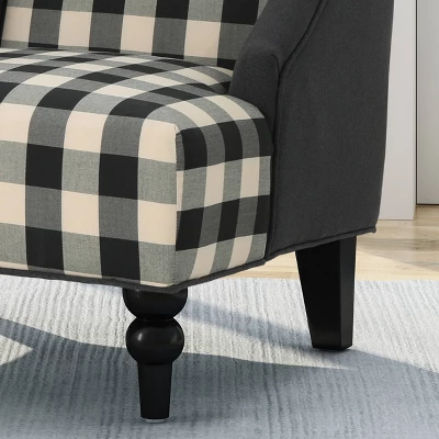 Toddman High-Back Club Chair Checkerboard Black/Dark Charcoal - Christopher Knight Home 3 Toddman High-Back Club Chair Checkerboard Black/Dark Charcoal - Christopher Knight Home - Image 3