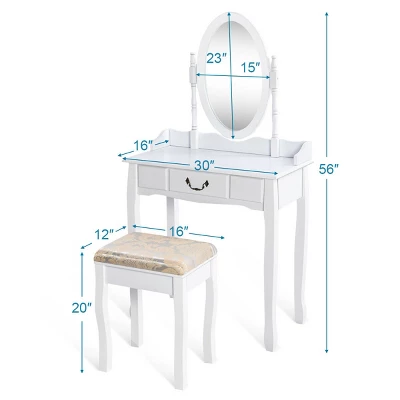 Costway Vanity Table Jewelry Makeup Desk Bench Dresser Stool 1 Costway Vanity Table Jewelry Makeup Desk Bench Dresser Stool