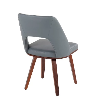 Set Of 2 Triad Bamboo/Faux Leather Upholstered Dining Chairs Walnut/Gray - LumiSource 3 Set Of 2 Triad Bamboo/Faux Leather Upholstered Dining Chairs Walnut/Gray - LumiSource - Image 3