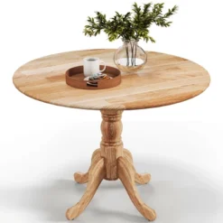 Costway Rustic Dining Table Wooden Dining Table With Round Tabletop & Curved Trestle Legs Natural/Walnut -Furniture Sale Store GUEST 0968faaf 484d 4fdb 9bd6 c04014a7e30f