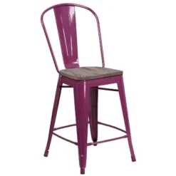Merrick Lane 24" Metal Indoor-Outdoor Counter Stool With Vertical Slat Back, Integrated Footrest And Wood Seat 17 Merrick Lane 24" Metal Indoor-Outdoor Counter Stool With Vertical Slat Back, Integrated Footrest And Wood Seat -Furniture Sale Store GUEST 09917f49 d806 4379 ba41 df8ae82029a6