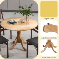 Costway Rustic Dining Table Wooden Dining Table With Round Tabletop & Curved Trestle Legs Natural/Walnut -Furniture Sale Store GUEST 09edfea5 6000 4e54 921c ad0618707817