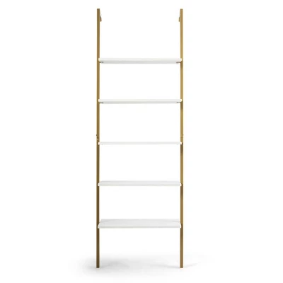 Tangkula 2PCS 5-Tier Ladder Shelf Wood Wall Mounted Display Bookshelf Metal Frame 7 Tangkula 2PCS 5-Tier Ladder Shelf Wood Wall Mounted Display Bookshelf Metal Frame - Image 7