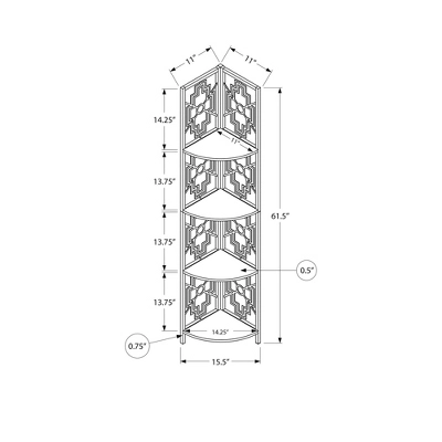 61.5" 4 Shelf Mix Material Keyhole Design Corner Etagere Bookcase - EveryRoom 4 61.5" 4 Shelf Mix Material Keyhole Design Corner Etagere Bookcase - EveryRoom - Image 4
