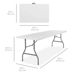 Best Choice Products 8ft Plastic Folding Table, Indoor Outdoor Heavy Duty Portable W/ Handle, Lock For Picnic - White -Furniture Sale Store GUEST 0abd4c0d 9074 43e6 8f28 7b216f1c1945
