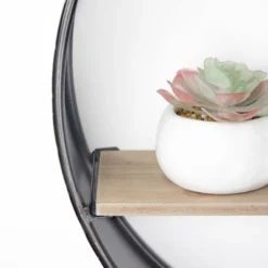 33" Round Metal And Wood Hanging Wall Shelf Brown - American Art Decor -Furniture Sale Store GUEST 0bf9259e 0a12 4e94 912c b07d009d4649