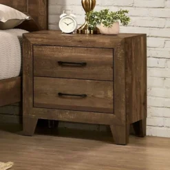 2pc Queen Quail Transitional Bedroom Set Rustic Light Walnut - HOMES: Inside + Out -Furniture Sale Store GUEST 0c065d6a 2869 4bda 81d1 8f725440e9ae