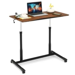 Costway Height Adjustable Computer Desk Sit Stand Rolling Notebook Table NaturalBrownBlack -Furniture Sale Store GUEST 0c587ab8 1ded 4856 b965 98028066a0af