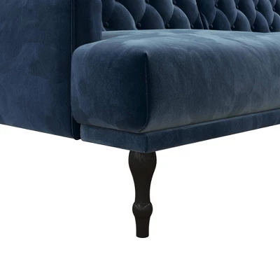 Lyla Upholstered Velvet Futon Blue - Room & Joy 8 Lyla Upholstered Velvet Futon Blue - Room & Joy - Image 8