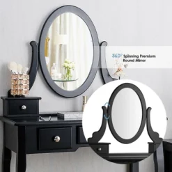 Tangkula Vanity Table Set W/ 360° Rotating Oval Mirror & Drawers Black/White -Furniture Sale Store GUEST 0ce43fed 3624 4e0c bda3 65f8b2f0d640