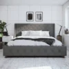 King Mercer Linen Upholstered Bed Light Gray - CosmoLiving By Cosmopolitan