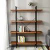 LuxenHome 4-Shelf 66.5" H X 51.2" W Pine Wood Metal Frame Etagere Bookcase.