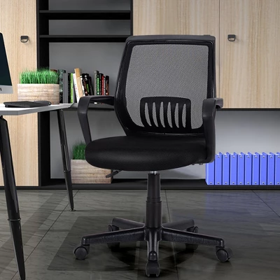 Costway Mid-Back Office Executive Chair Mesh Chair Height Adjustable W/ Lumbar Support 3 Costway Mid-Back Office Executive Chair Mesh Chair Height Adjustable W/ Lumbar Support - Image 3