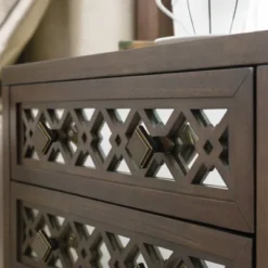 Mirrored Diamond Filigree X Base Nightstand/Table Walnut - Leick Home 13 Mirrored Diamond Filigree X Base Nightstand/Table Walnut - Leick Home -Furniture Sale Store GUEST 0e0a934e 129f 477b 9796 be61156fa263