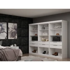 Set Of 3 Mulberry Open 3 Sectional Closet White - Manhattan Comfort
