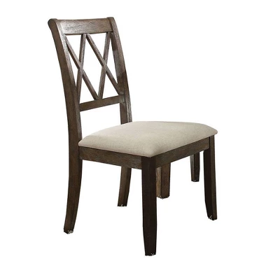 Set Of 2 26" Claudia Dining Chairs Beige Linen/Salvage Brown - Acme Furniture 5 Set Of 2 26" Claudia Dining Chairs Beige Linen/Salvage Brown - Acme Furniture - Image 5