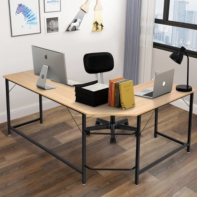 Tangkula L-shaped Computer Desk Corner Office Laptop Game Table Black/Natural 1 Tangkula L-shaped Computer Desk Corner Office Laptop Game Table Black/Natural
