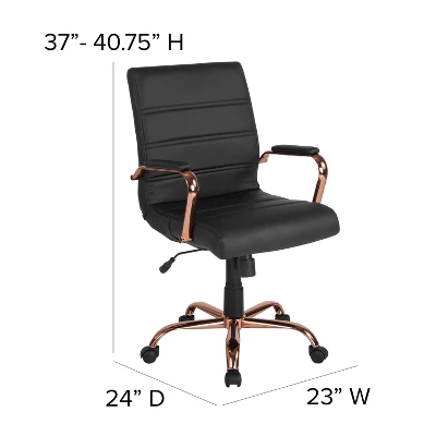 Emma And Oliver Mid-Back Executive Swivel Office Chair With Metal Frame And Arms 3 Emma And Oliver Mid-Back Executive Swivel Office Chair With Metal Frame And Arms - Image 3