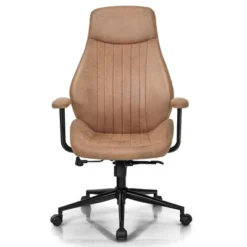 Costway High Back Office Chair Reclining Task Chair Suede Fabric BrownRed -Furniture Sale Store GUEST 0f4327b3 fe4e 412b 9723 596bcee821b6