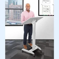 Cruizer 360 Tilting Mobile Podium With Pneumatic Height Adjustments – White – Stand Steady -Furniture Sale Store GUEST 0f587d3f 0ba1 4c99 9273 77ef6207a445