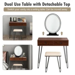 Costway Vanity Makeup Dressing Table W/ 3 Lighting Modes Mirror Touch Switch RusticCoffee -Furniture Sale Store GUEST 1011b8cb 3d80 4bb0 9ce8 7a9270bb9ee1