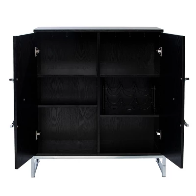 Henstinger Double Door Bar Cabinet Black/Chrome - Aiden Lane 8 Henstinger Double Door Bar Cabinet Black/Chrome - Aiden Lane - Image 8